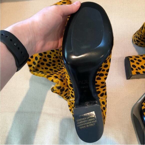 NWOT AGL Leopard Print Calf Skin Over The Knee Boots - Picture 9 of 11